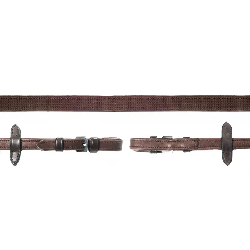 Schockemohle Durasoft Inside Grip Reins - Dark Brown/Silver