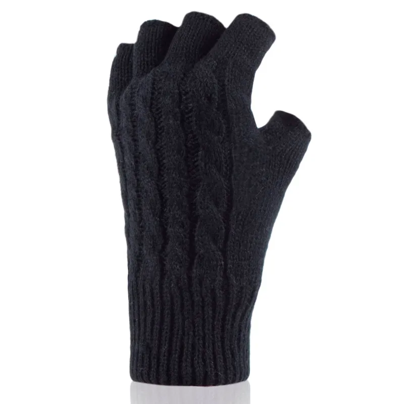 Sockshop Heat Holders Ayla Ladies Fingerless Gloves - Black
