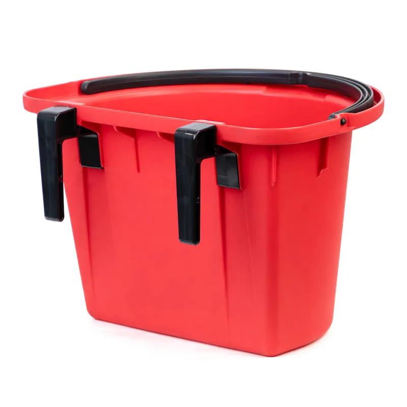Stockshop Plastic Portable Hook Over Feed Manger with Handle - Red-1