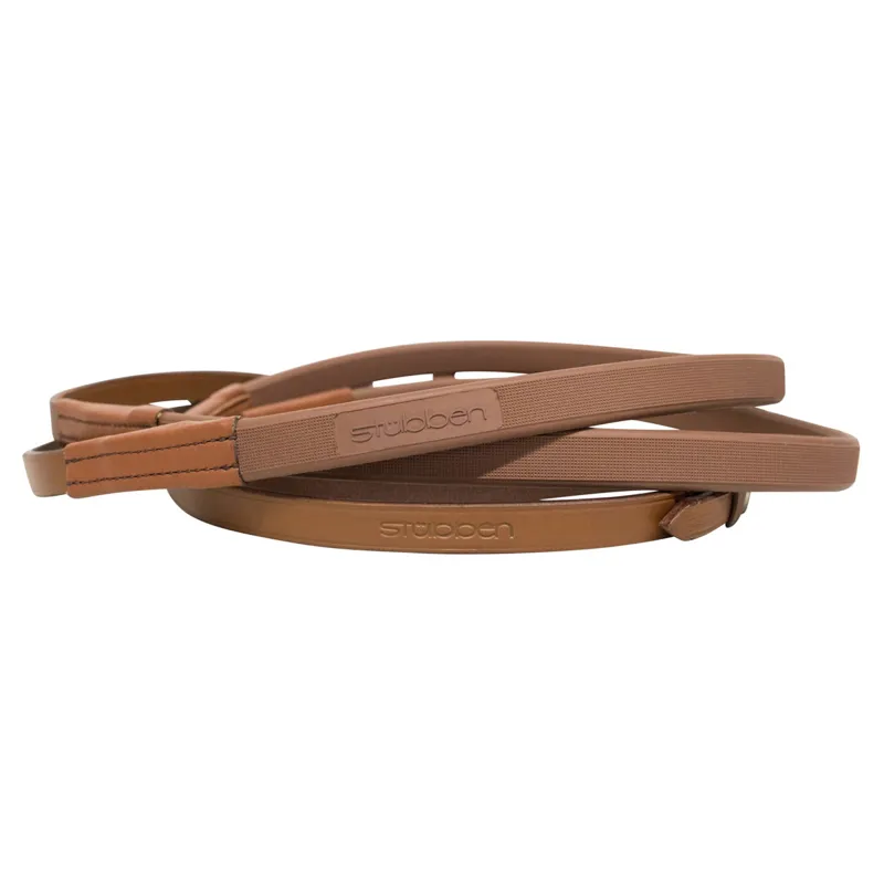 Stubben Slimline Rubber Grip Reins - Tobacco