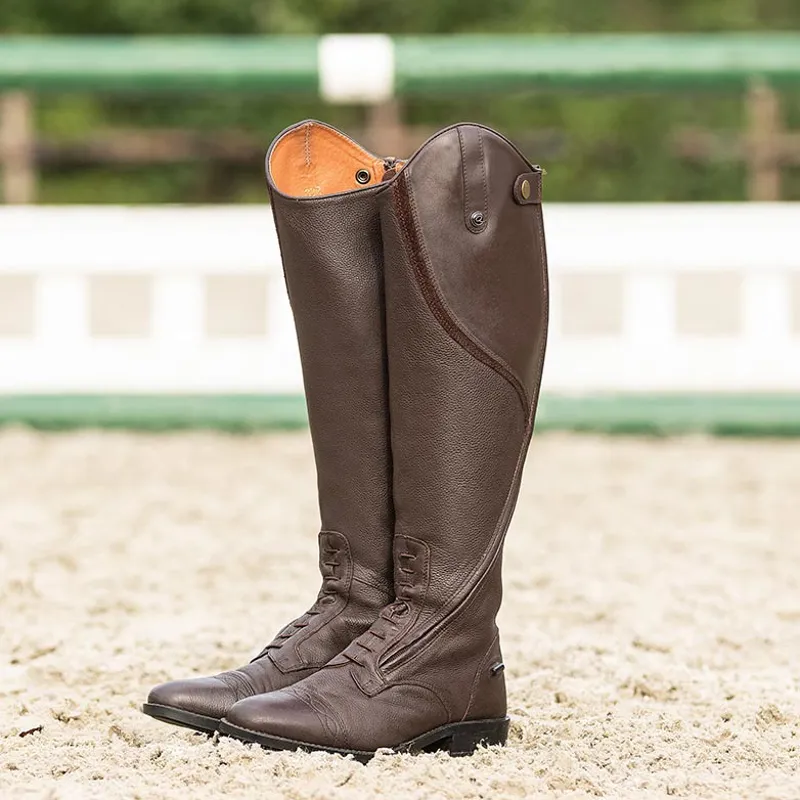 QHP Tamar Junior Tall Riding Boots - Wide Calf - Brown-1