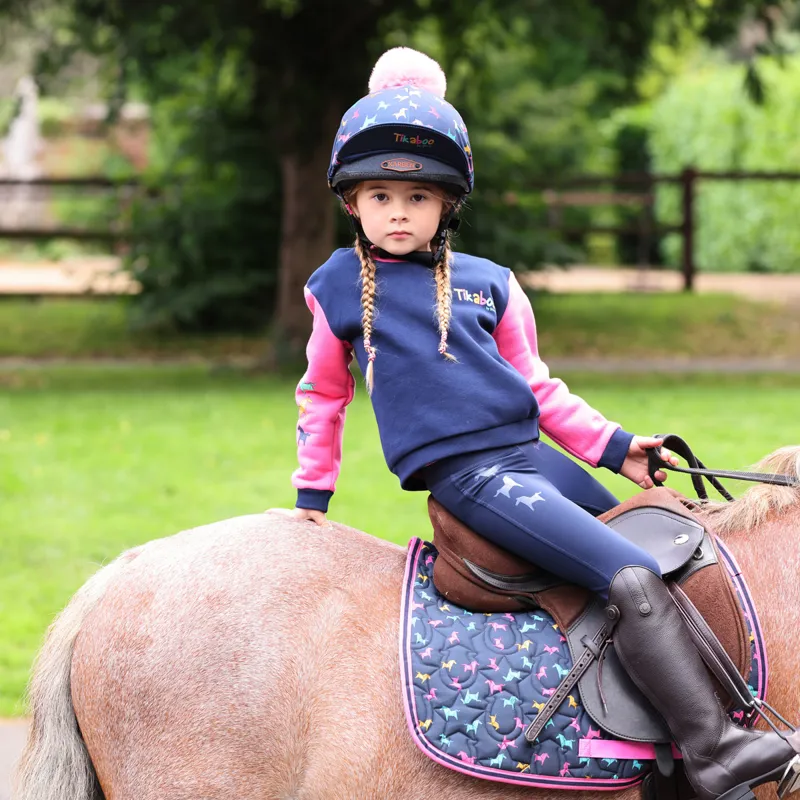 Tikaboo Full Grip Junior Girls Riding Tights - Navy-3